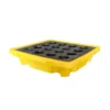 Pallet antiderrame para un tambor con capacidad de retención de 30 litros, ideal para químicos y aceites.