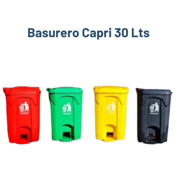 Basurero Capri 30 litros, diseño compacto y funcional para espacios pequeños.