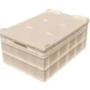 Caja Multiuso 51 LTS PCC BLANCO fabricada en PEAD virgen, ideal para uso industrial y panadería, resistente y apilable.