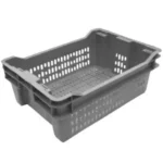 Caja Universal 46 LTS RVV G2 L2 fabricada en Polietileno de alta densidad, ideal para pescados, mariscos, vendimia e industria cárnica, apilable y anidable.