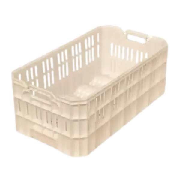 Caja plástica CEREZA G2 MP BCA fabricada en Polietileno de alta densidad virgen, ideal para cosecha de cerezas, carozos y uso logístico.
