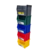 Contenedor de reciclaje multiuso Wenco de 45 litros, apilable, anidable, con etiqueta para escritura, disponible en varios colores.