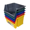 Contenedor de reciclaje multiuso Wenco de 45 litros, apilable, anidable, con etiqueta para escritura, disponible en varios colores.