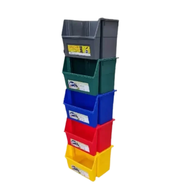 Contenedor de reciclaje multiuso Wenco de 45 litros, apilable, anidable, con etiqueta para escritura, disponible en varios colores.
