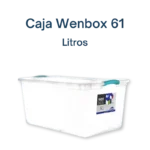 Caja Wenbox 61 Lts transparente y apilable, ideal para almacenamiento.