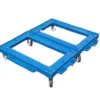 Carro logístico con ruedas de plástico tipo PU, ideal para el transporte de cajas plásticas, soporta hasta 100 kg de carga.