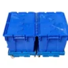 Carro logístico con ruedas de plástico tipo PU, ideal para el transporte de cajas plásticas, soporta hasta 100 kg de carga.