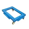 Carro logístico con ruedas de plástico tipo PU, ideal para el transporte de cajas plásticas, soporta hasta 100 kg de carga.