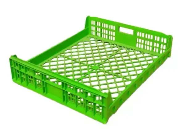 Caja plástica PAN ALTO G2 fabricada en Polietileno de Alta Densidad virgen, ideal para panaderías y pastelerías, resistente y apilable en cruzado.