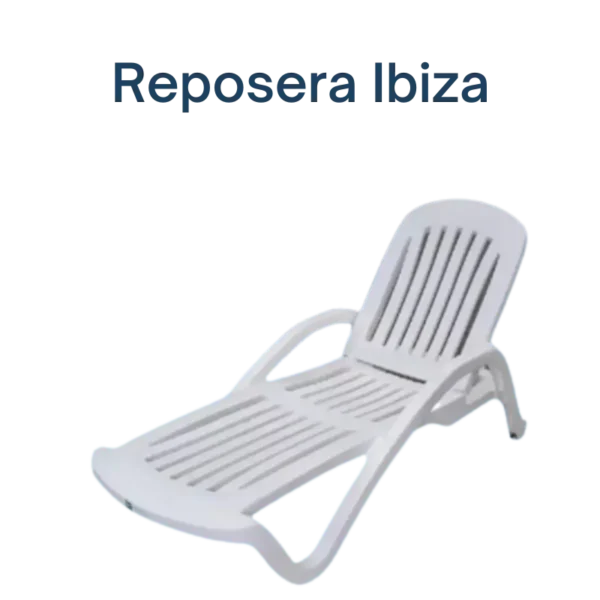 Reposera Ibiza plástica con diseño ergonómico y respaldo reclinable.
