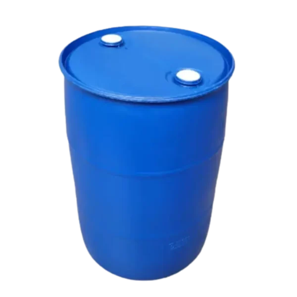 Tambor Elanillado 55 Gal (208 lts) Azul de HDPE, ideal para pesca, químicos y aceite, con 2 bocas roscas y sellos.