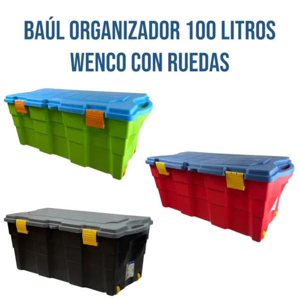 Caja Baúl Organizador 100 Litros Wenco Con Ruedas