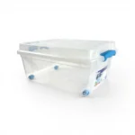 Caja Organizadora Plastica Transparente de 15 litros con ruedas wenco con tapa, manillas ergonomicas y ruedas modelo Rollbox 15 litros - Plastore | Plastore spa | plastore.cl | wenco