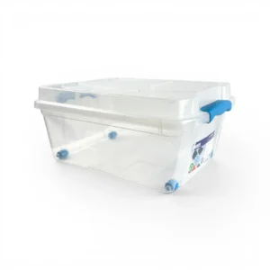 Caja Organizadora Plastica Transparente de 15 litros con ruedas wenco con tapa, manillas ergonomicas y ruedas modelo Rollbox 15 litros - Plastore | Plastore spa | plastore.cl | wenco