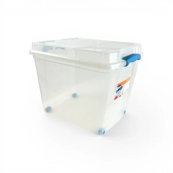 Caja Organizadora Plastica Transparente de 27 litros con ruedas wenco con tapa, manillas ergonomicas y ruedas modelo Rollbox 27 litros - Plastore | Plastore spa | plastore.cl | wenco
