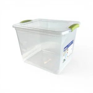Caja Organizadora Plastica Transparente de 28 litros wenco con tapa, manillas ergonomicas y asa de agarre modelo wenbox 28 litros - Plastore | Plastore spa | plastore.cl | wenco