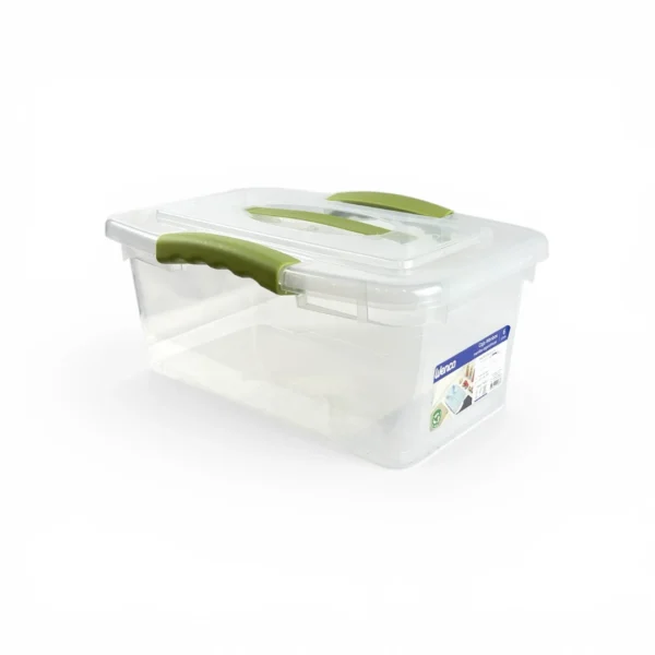 Caja Organizadora Plastica Transparente de 6 litros wenco con tapa, manillas ergonomicas y asa de agarre modelo wenbox 6 litros - Plastore | Plastore spa | plastore.cl | wenco