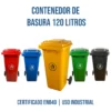 Contenedor de Basura de 120 Litros con Ruedas de Plastore es el tacho todo terreno definitivo para tu pyme, colegio, taller o condominio. Fabricado con plástico HDPE virgen de 4 mm de espesor y certificado bajo la norma EN840, está 100% aprobado para el vaciado automático de camiones recolectores. Sus grandes ruedas de 190 mm aseguran un movimiento suave y sus variantes de color oficial te permiten estructurar puntos de reciclaje de forma impecable. Encuéntralo al mejor precio mayorista en Plastore.
