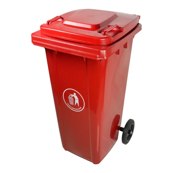 Basurero de 120 Litros con ruedas y tapa color Rojo | Tacho de basura industrial 120 litros | basurero 120 litros rojo | basurero industrial