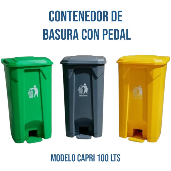 Contenedor de Basura con Pedal 100 Litros | Modelo Capri