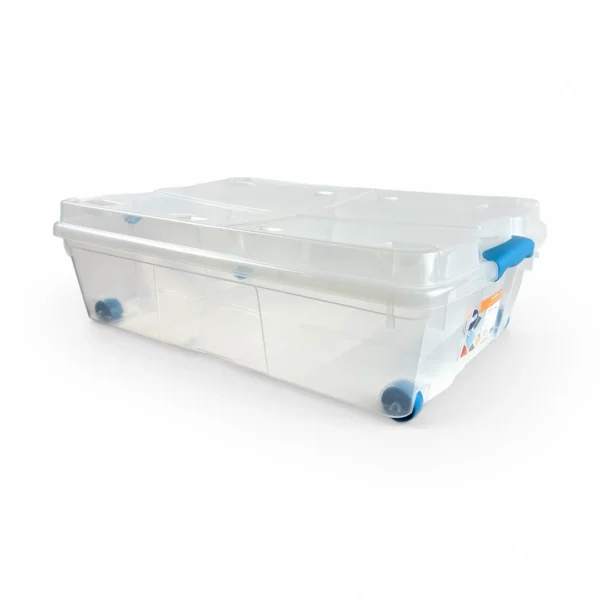 Caja Organizadora Plastica Transparente de 32 litros con ruedas wenco con tapa, manillas ergonomicas y ruedas modelo Rollbox 32 litros - Plastore | Plastore spa | plastore.cl | wenco