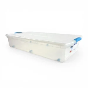 Caja Organizadora Plastica Transparente de 36 litros con ruedas wenco con tapa, manillas ergonomicas y ruedas modelo Bajo Cama 36 litros - Plastore | Plastore spa | plastore.cl | wenco