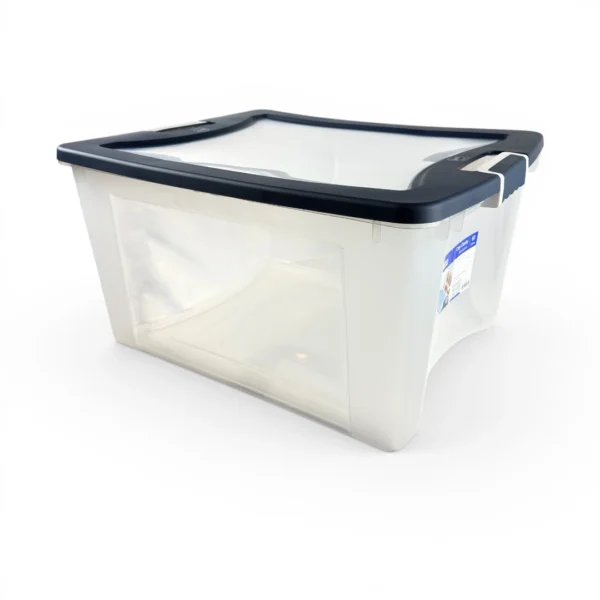 Caja Organizadora Plástica Transparente de 61 litros wenco con tapa y manillas ergonómicas modelo Clarity 61 litros - Plastore | Plastore spa | plastore.cl | wenco