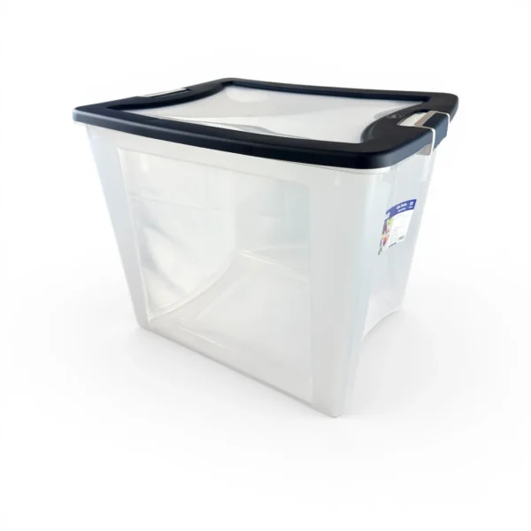 Caja Organizadora Plástica Transparente de 91 litros wenco con tapa y manillas ergonómicas modelo Clarity 91 litros - Plastore | Plastore spa | plastore.cl | wenco